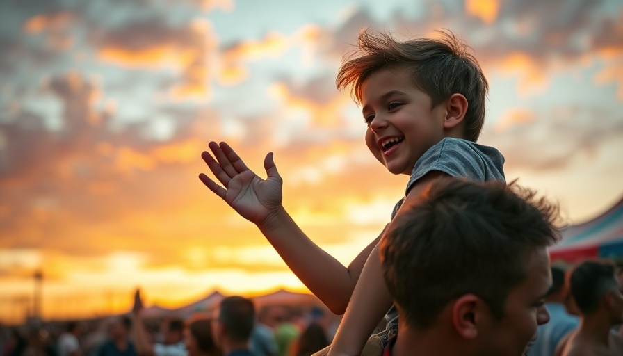 Gulf Shores Shrimp Festival: child happily claps on shoulders.