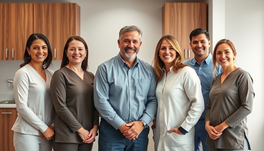 Chiropractic care team posing in modern clinic setting.