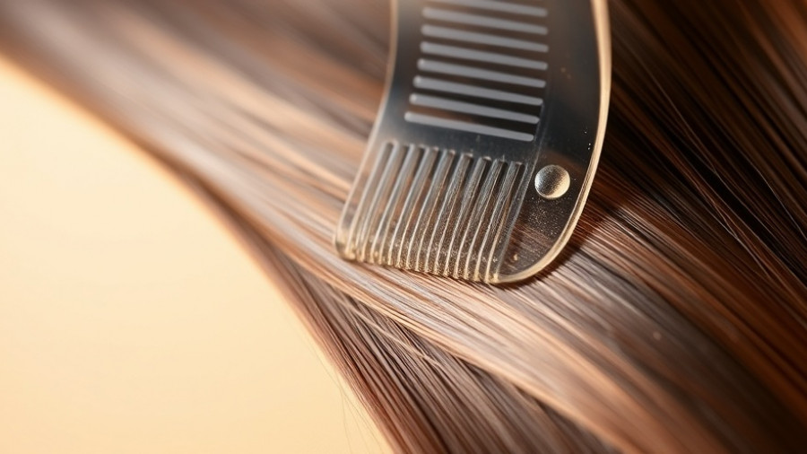 Close-up of shiny hair with a transparent comb, highlighting smoother and stronger strands.
