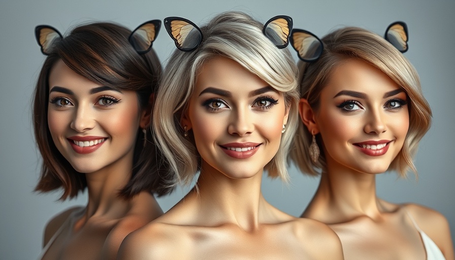 Three women showcasing the butterfly haircut trend with diverse hair colors.