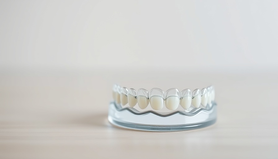 Teeth aligners on a table, promoting confidence and style.