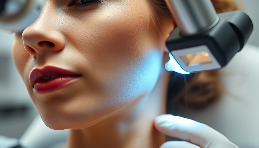 Close-up of laser tattoo removal procedure on a woman's neck.