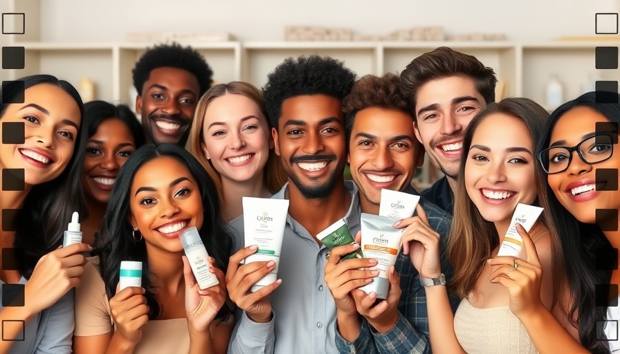 Diverse collage of individuals with moisturizers featuring SPF.