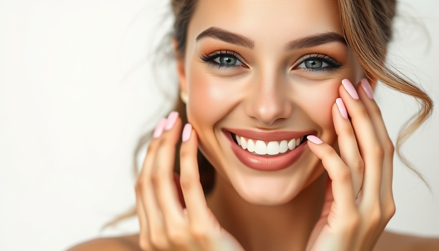 Elegant woman smiling with pastel nails in photorealistic style
