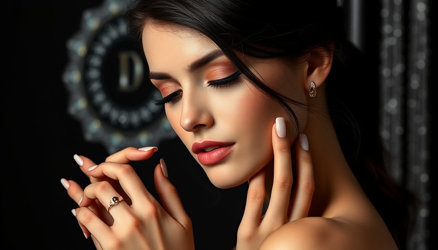 Elegant woman with micro French manicure posing gracefully.