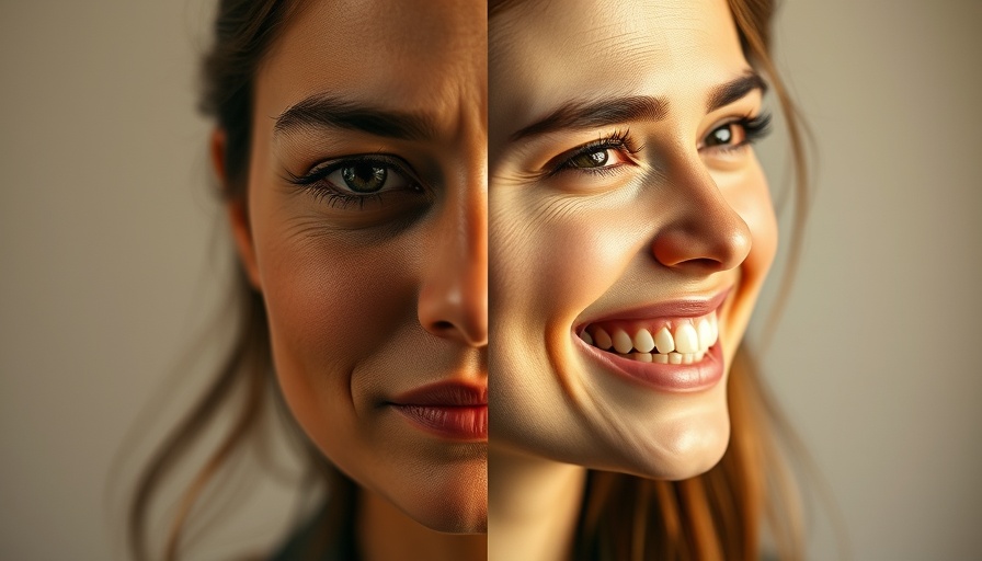 Close-up of contrasting sad and confident smile expressions.