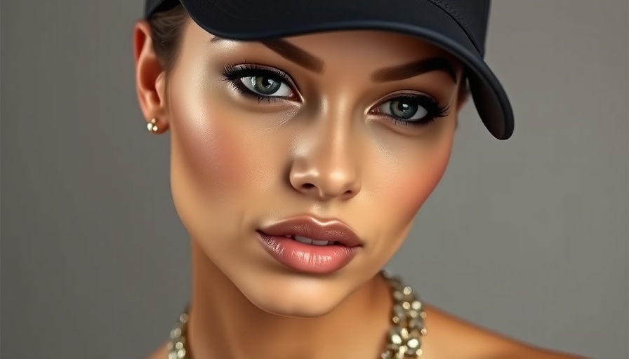 Rihanna's stylish look with a black cap and necklace.