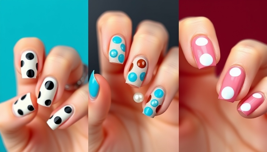 Vibrant polka dot nails showcasing unique designs and embellishments.