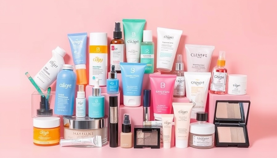 Assorted beauty items from CVS Epic Beauty Sale Deals on pastel background.