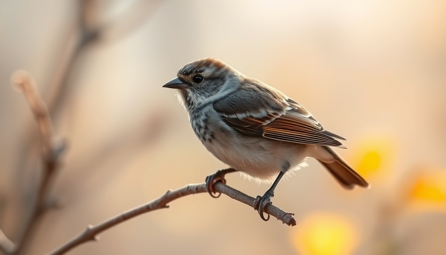 Identifying sparrows in North America: small sparrow perched on branch.