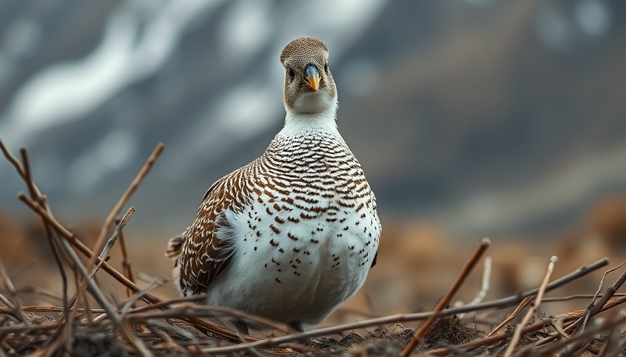 Charming willow ptarmigan with curious expression in natural habitat.