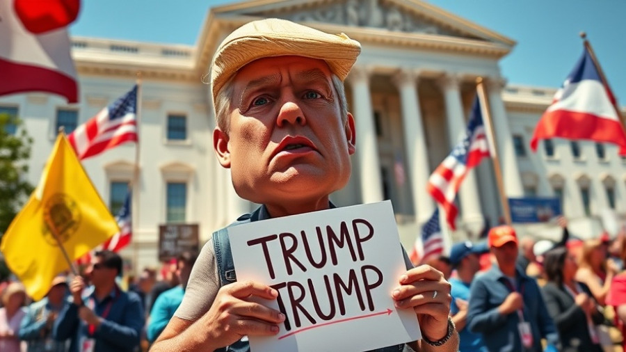 No Kings protests: Individual in caricature mask at protest with sign and book.