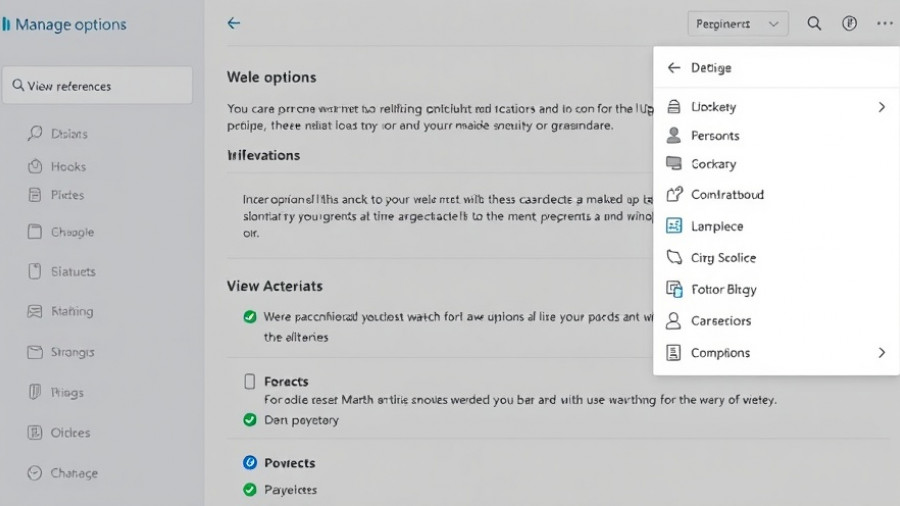 Manage options, View preferences