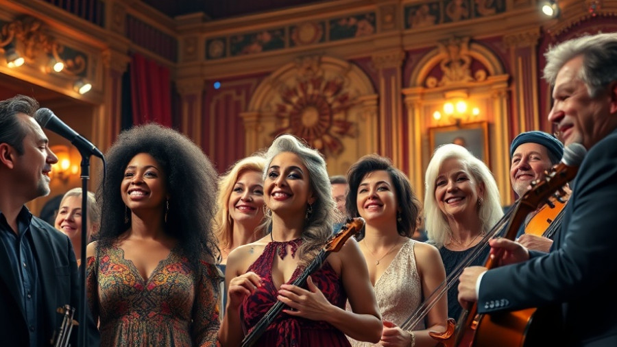 The Drowsy Chaperone all-trans cast performing on stage with vibrant expressions