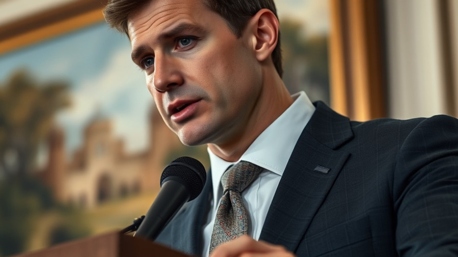 Man speaking at podium, related to Trump's White House ballroom funding.