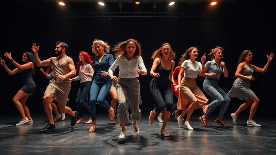 Shoeless Joe performance with dancers in coordinated routine.