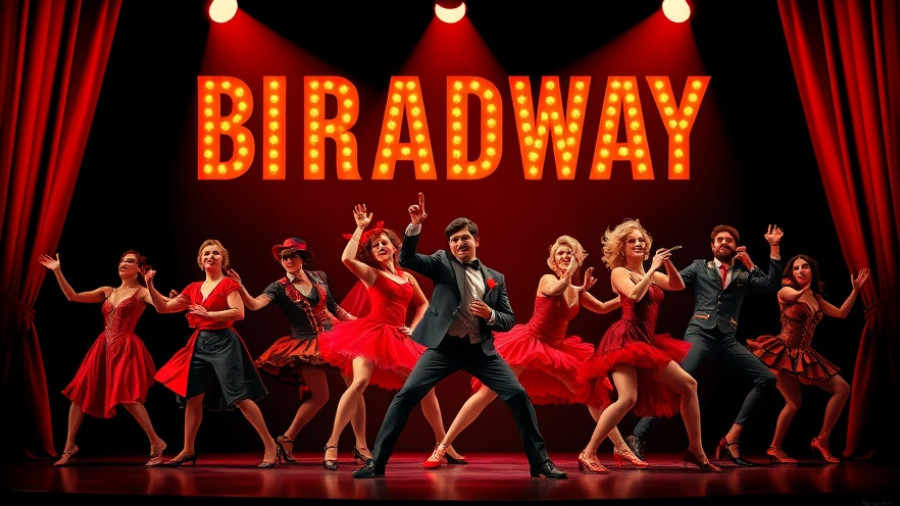 Vintage Broadway musical posters showcasing dramatic theatrical art