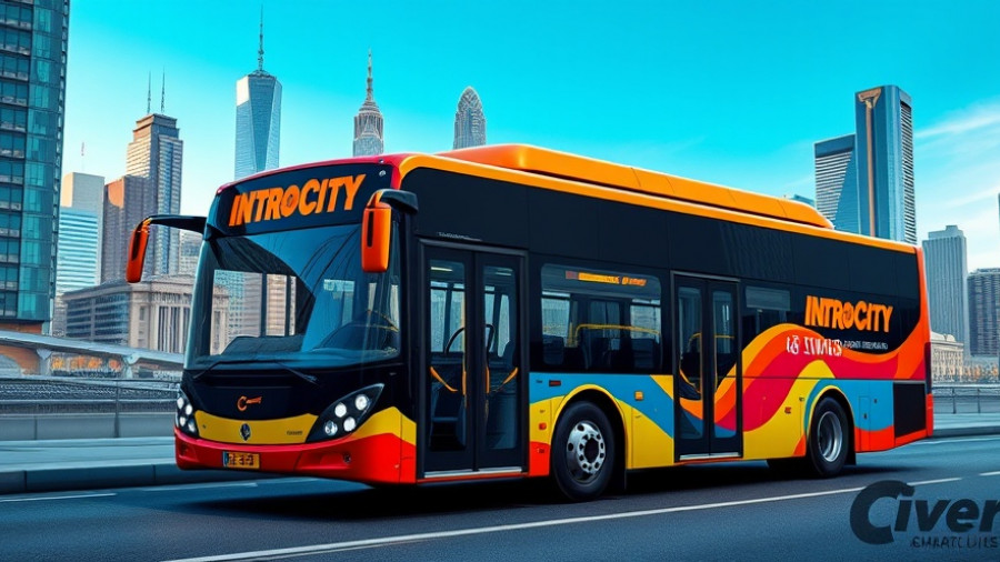 IntrCity SmartBus in cityscape highlighting funding success.