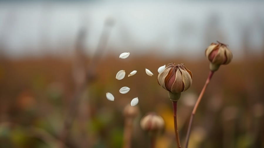 Milkweed seeds in November garden, autumn tasks guide.