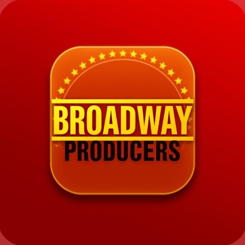 Gold 'Broadway Producers' icon on a vibrant red background.