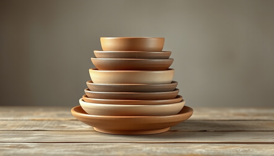 No. 16 Collection Ceramics stacked earthy dishes on wood