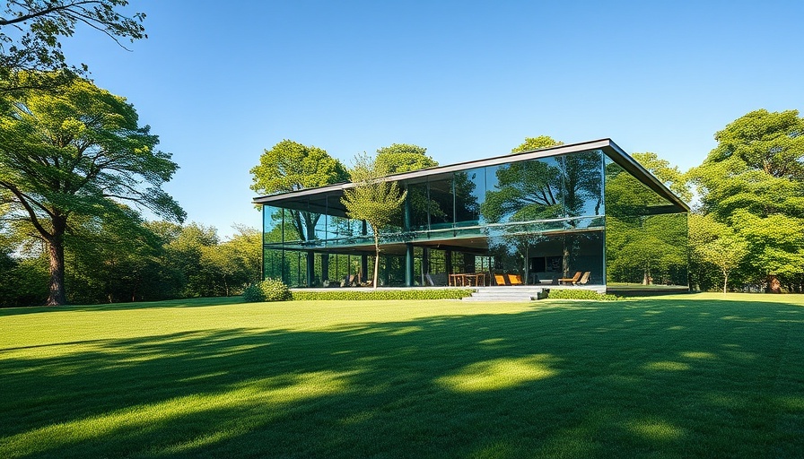 Modern East Hampton architecture glass house in lush setting