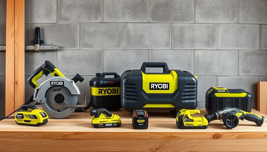New Ryobi tools upgrade set on a workbench with circular and reciprocating saws.