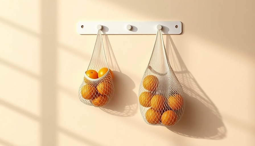 Modern wall organizer with geometric design and mesh bag, Ilan Rubin.