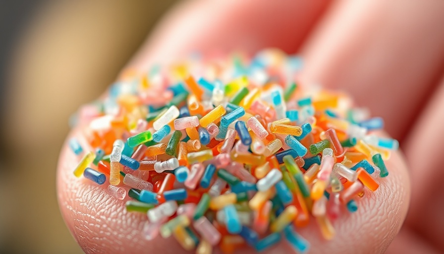Close-up view of microplastics on fingers to reduce microplastics.