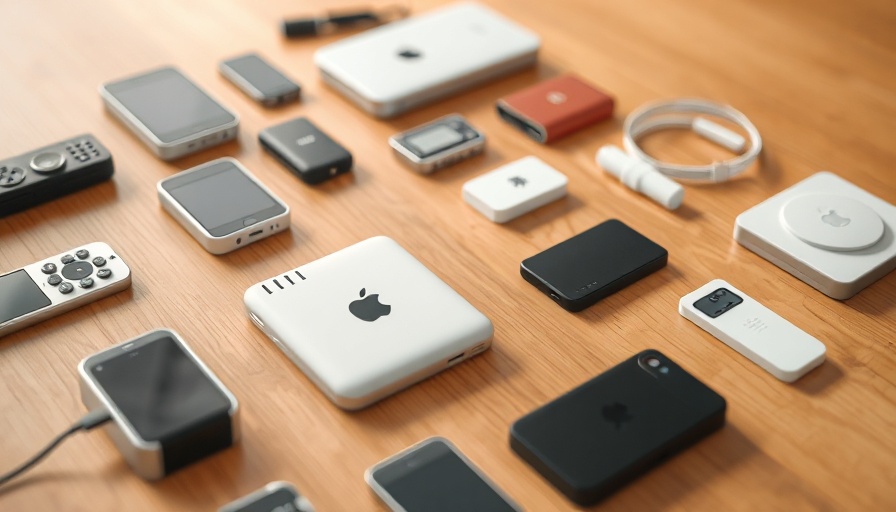 Cheap gadgets displayed on a wooden surface.
