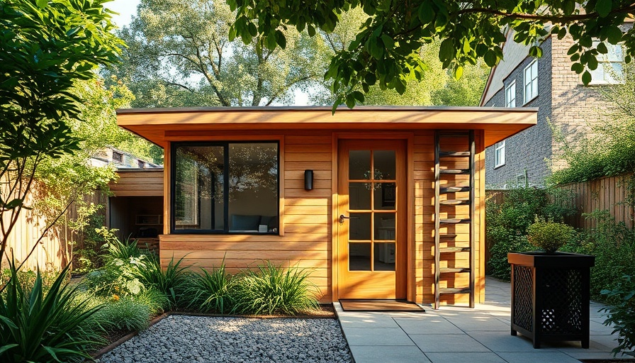 Modern accessory dwelling unit in garden.