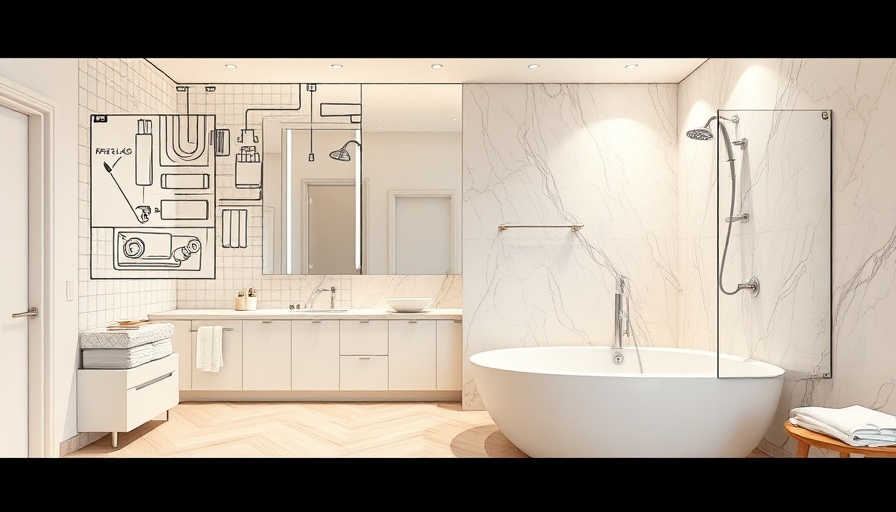 Innovative bathroom layout ideas blending real and sketched designs.