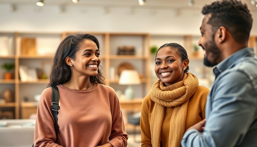 Small business owners discussing in a modern furniture store