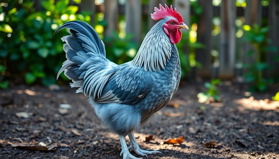 Graceful blue-grey chicken breed standing with natural background