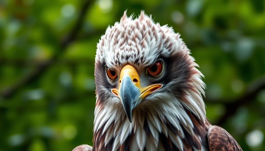 Majestic Harpy Eagle with intense stare in lush forest