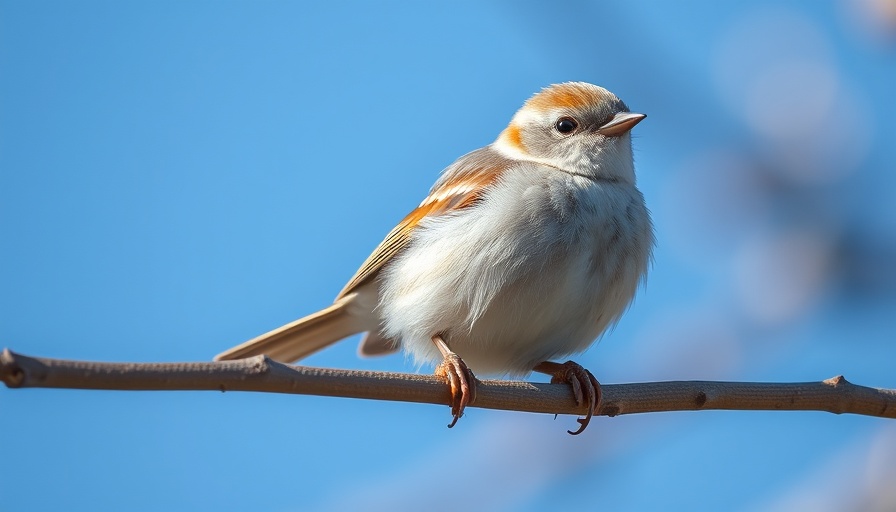 Small bird on branch in natural habitat, bird behavior course illustration.
