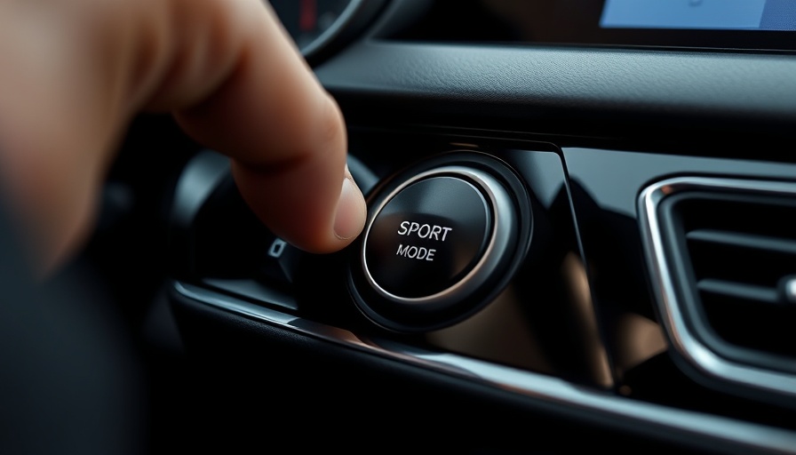 Close-up of car sport mode button being pressed, modern technology