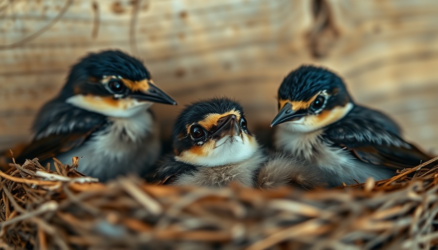 Close-up of barn swallow chicks in nest, detailed photorealistic.