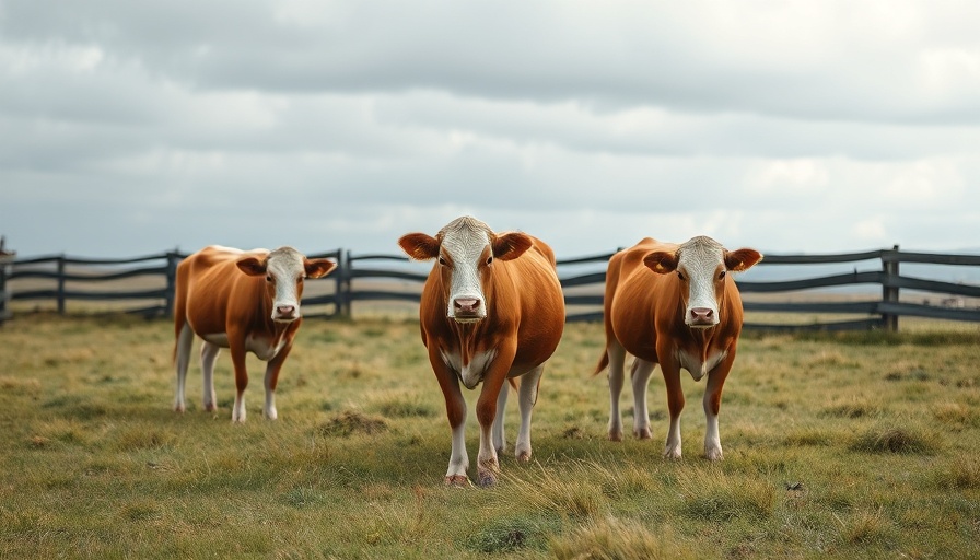 Cows grazing in a field under cloudy skies.
