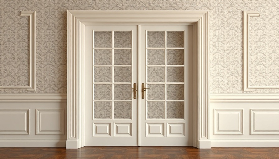 Elegant French doors in a classic interior space.