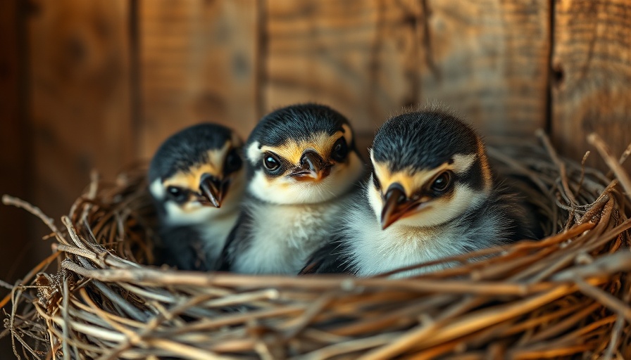 Barn swallow chicks resting in a nest, close-up view.