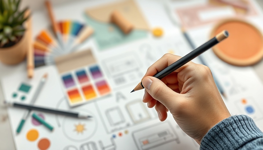 Hand sketching interior design with color swatches, find and hire an interior designer.