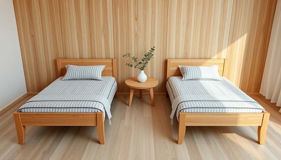 Minimalist bedroom featuring wooden beds, emphasizing spring trends.