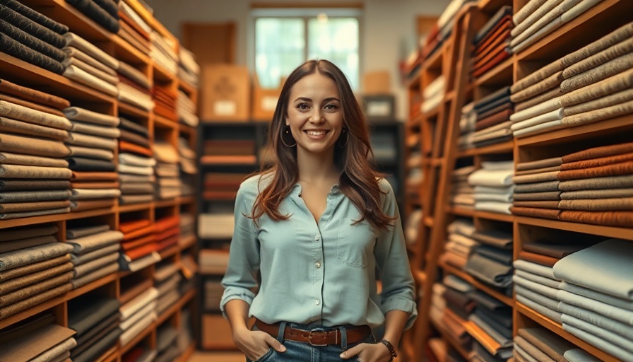 Hollie Velten-Lattrell design philosophy: Woman in creative workspace, standing confidently.