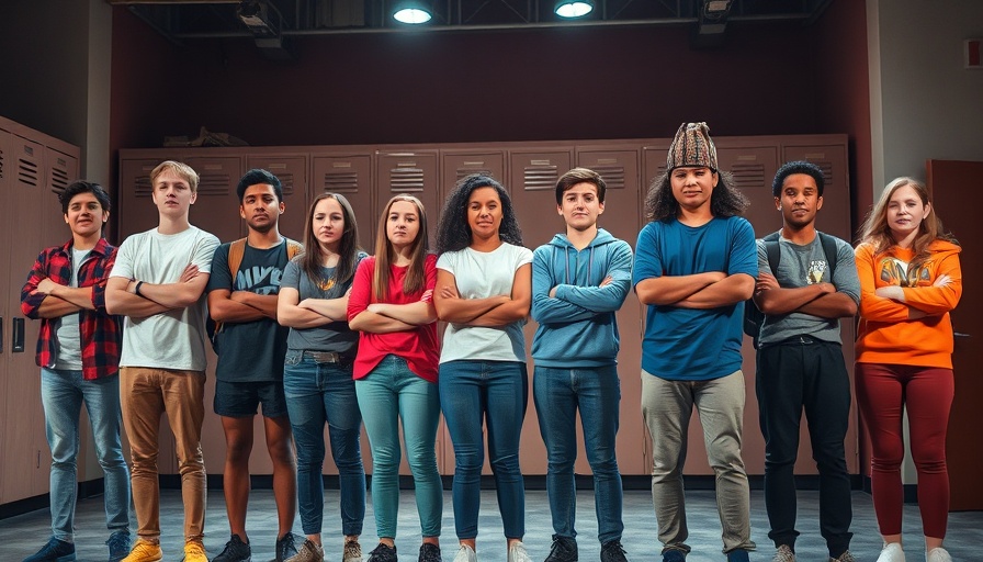 13 The Musical cast on stage, arms crossed, dramatic lighting.