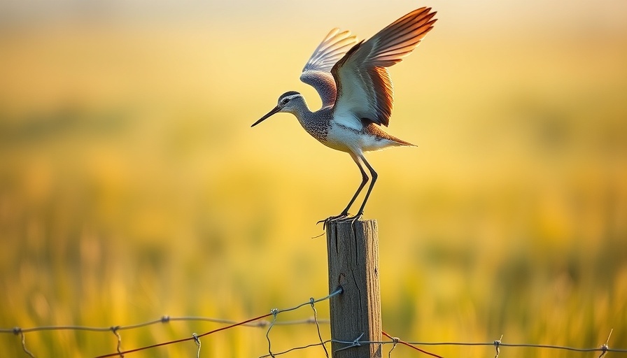 Upland Sandpiper whistling from a fence post in a grassy field.