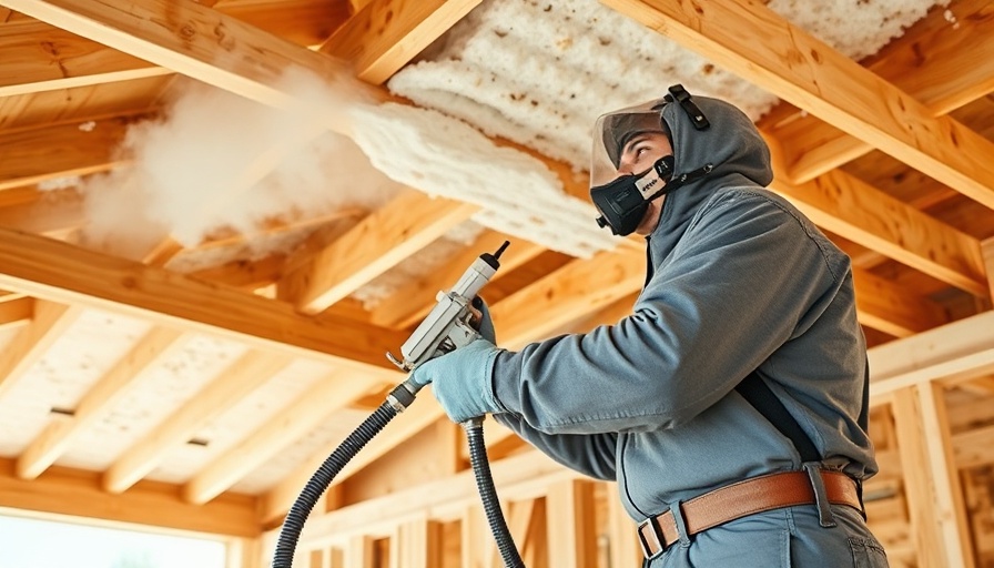 Technician applying spray foam insulation on roof, capturing construction in mild climates.