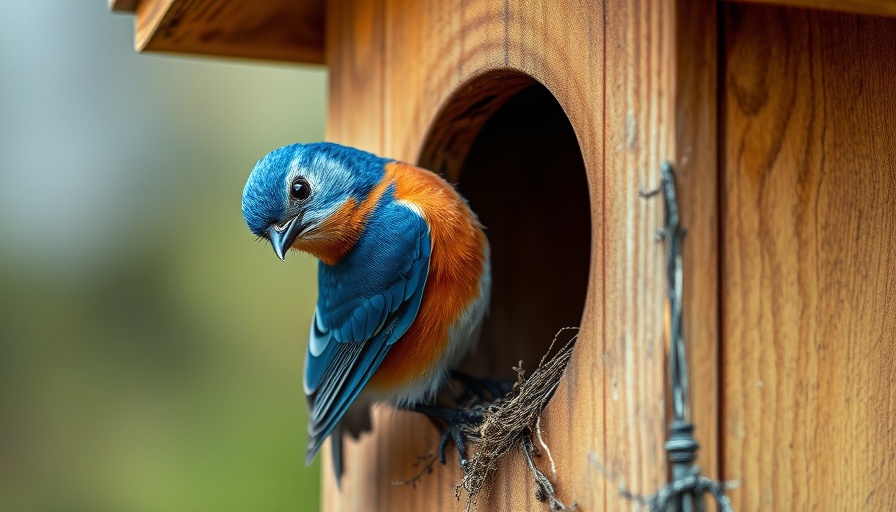 Bluebird nesting at a wooden box, showcasing nesting strategies.
