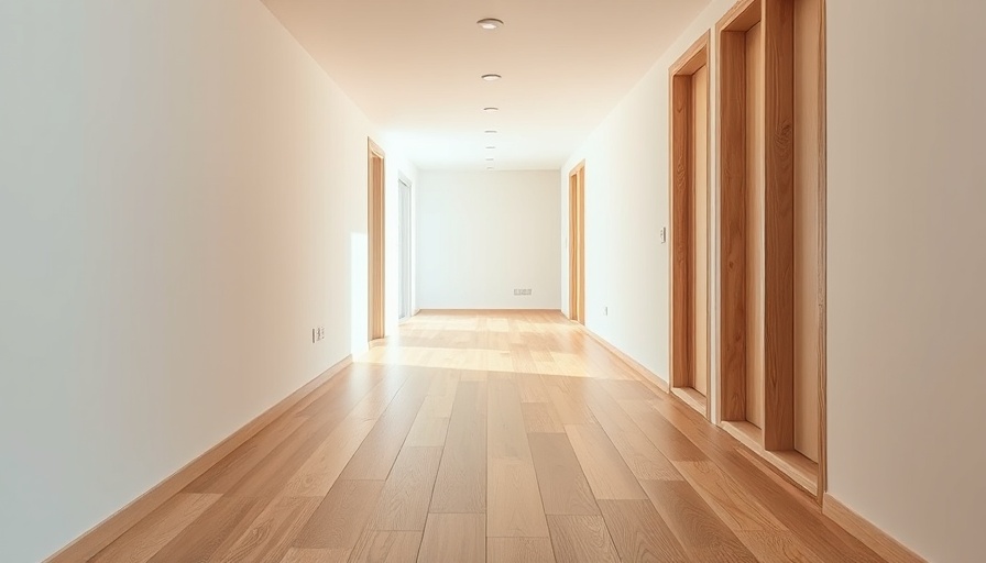 Hardwood flooring in bedroom hallway with unfinished walls.