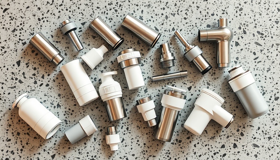 Affordable faucet water filters on speckled surface.